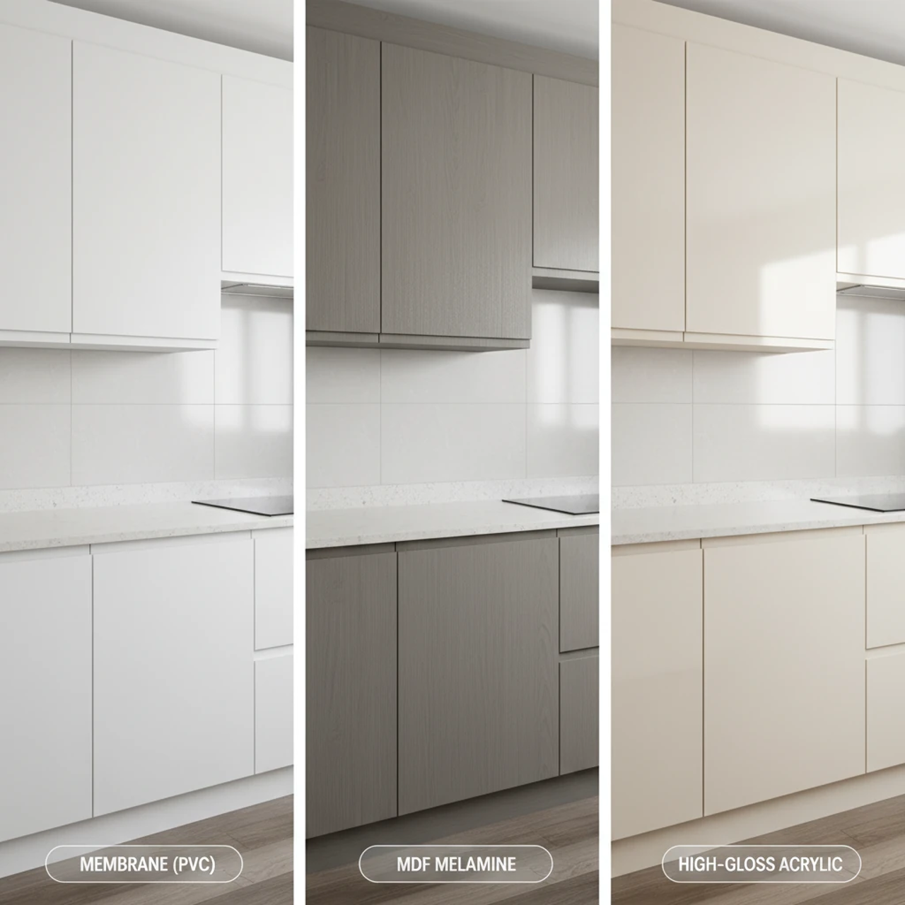 تفاوت کابینت ممبران، ام‌دی‌اف و های‌گلاس؛ کدام را انتخاب کنیم؟